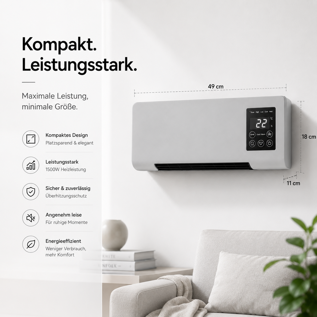 Wandmontierter Elektrischer Raumheizer für den Hausgebrauch