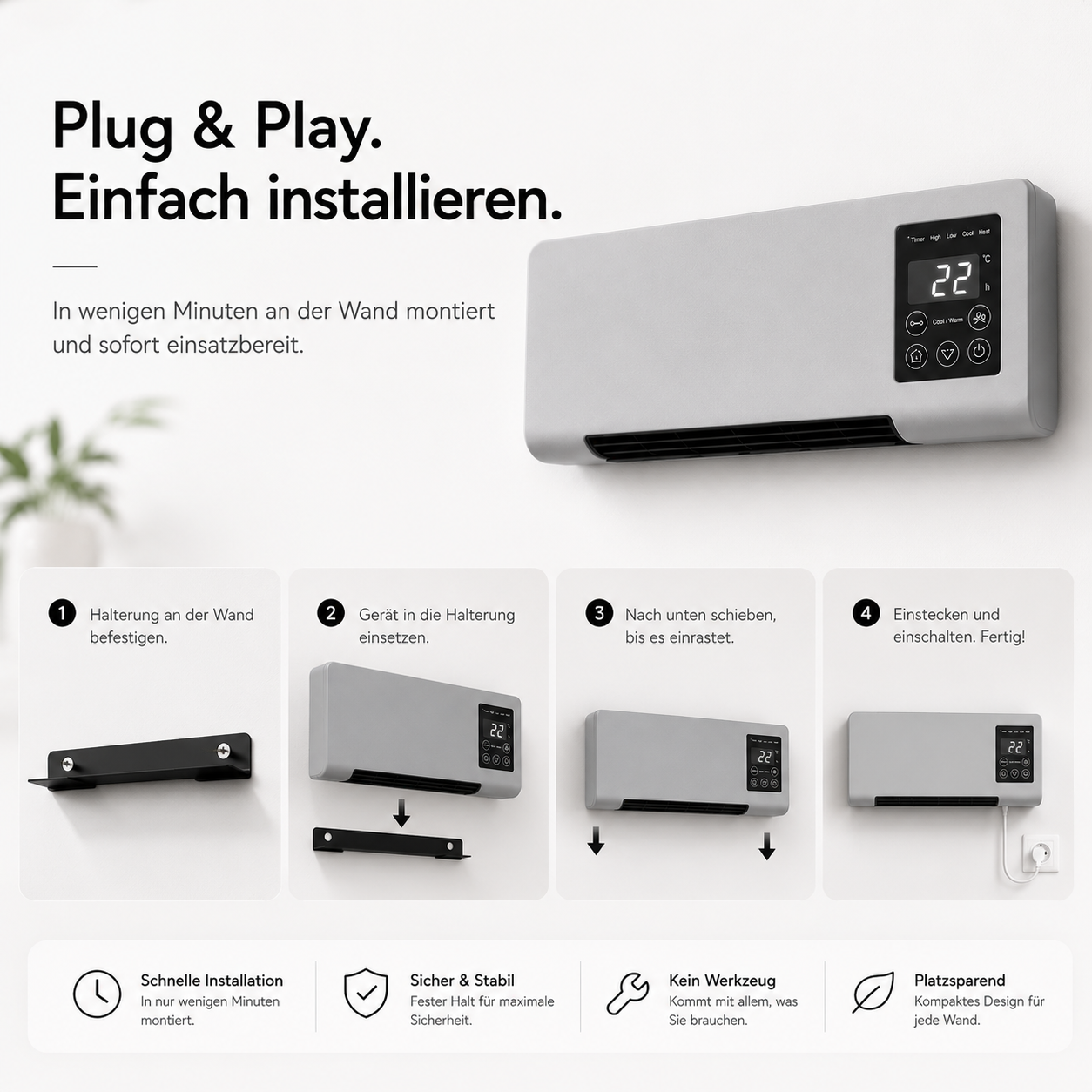 Wandmontierter Elektrischer Raumheizer für den Hausgebrauch
